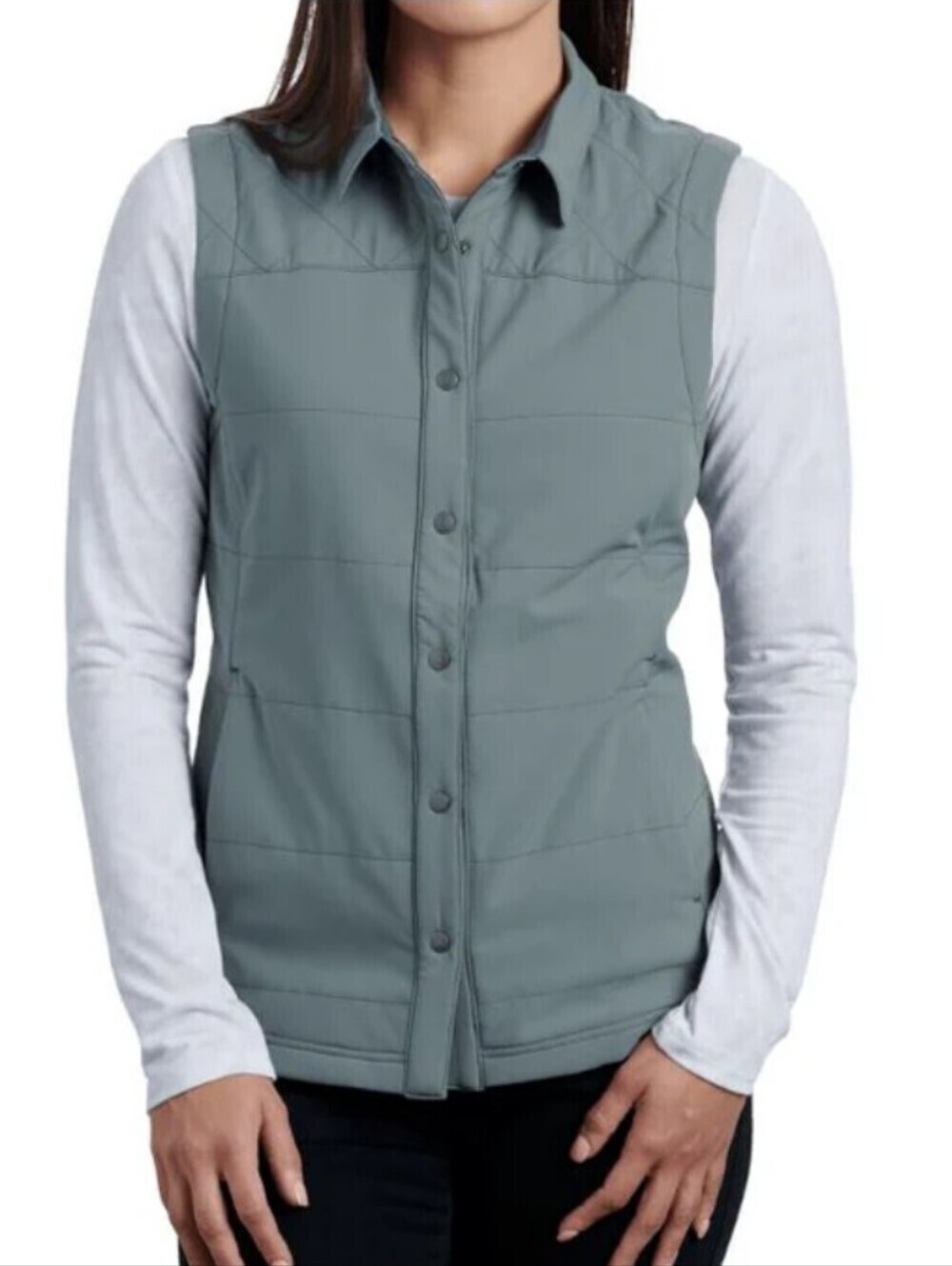 Kuhl Sleeveless Quilted Button-Front Vest - Light Gray_M